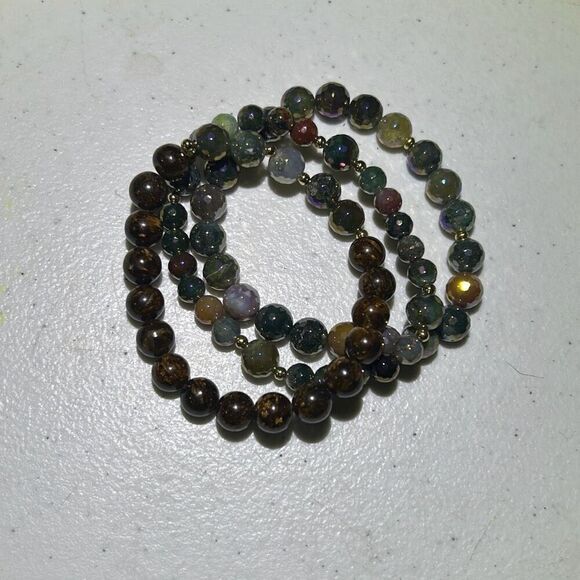 Dee Berkley Set of (3) 6mm Mystic Coated Marine Agate with 8mm Multi-Colored Aga - Picture 5 of 12
